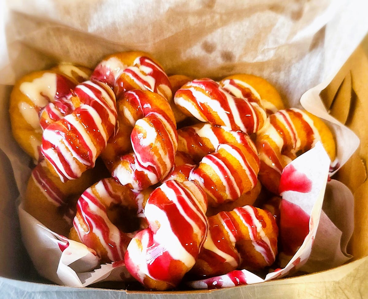 a close up of a tray full of food